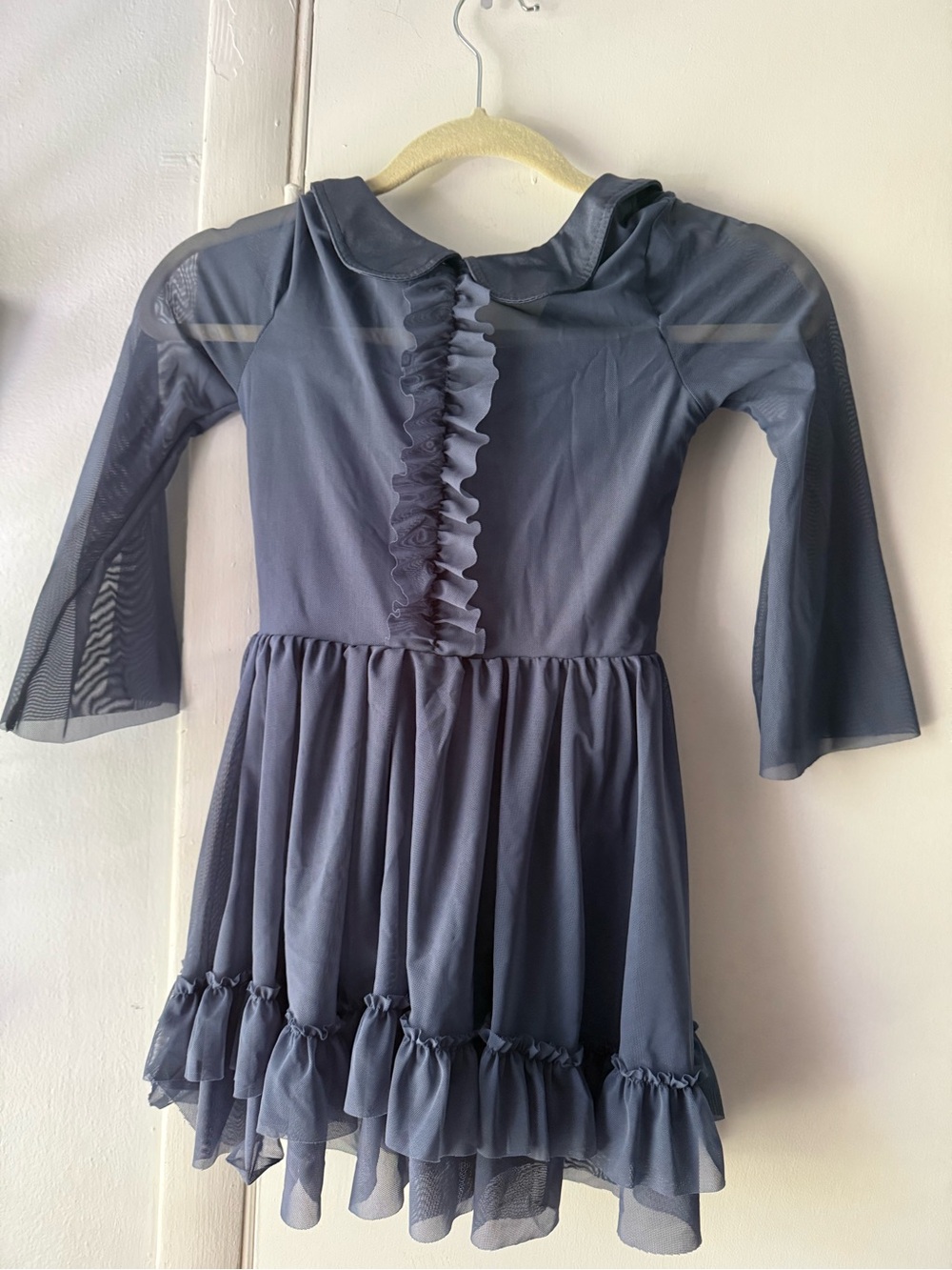 Weissman Navy Ruffle Mesh Sleeve Costume Dress